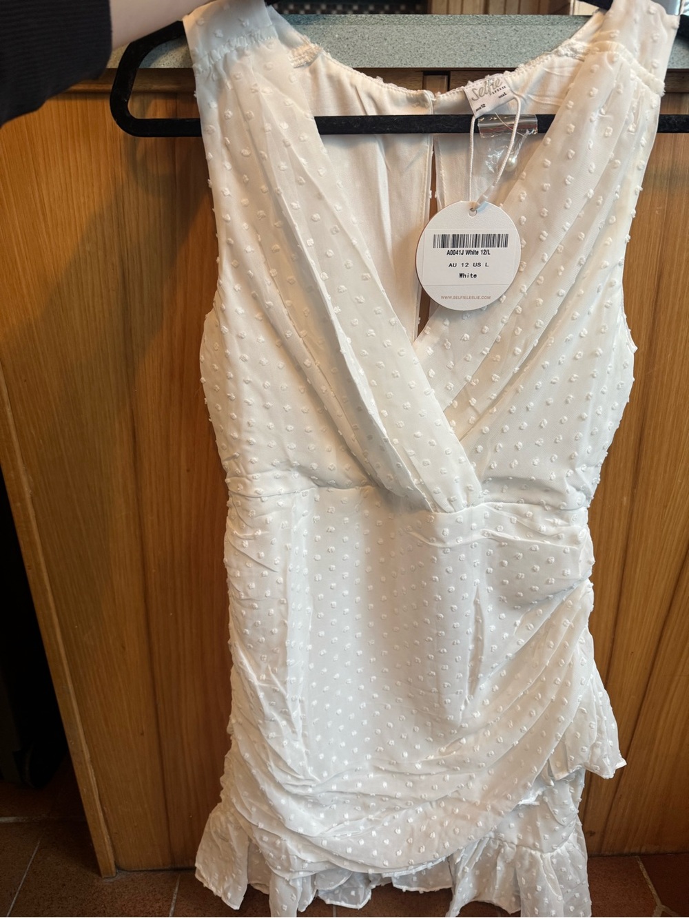 Selfie Leslie White Swiss Dot Mini Dress